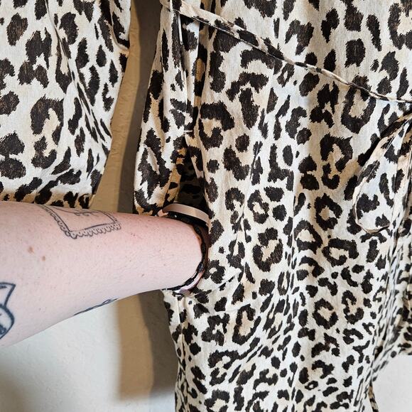 J Crew Ruffle Neck Puff-sleeve Dress Leopard Print Women's Size XS Casual Work - Picture 8 of 11